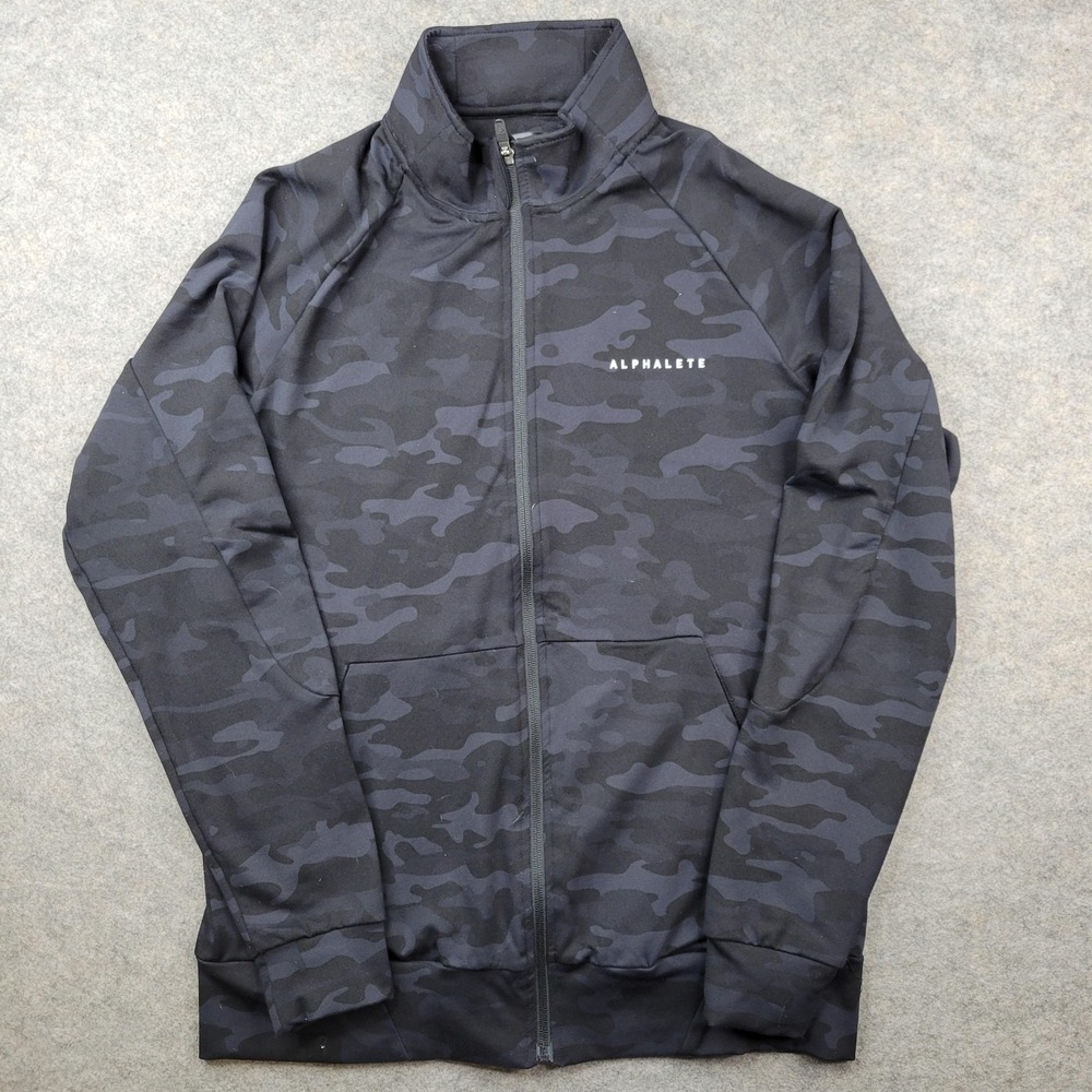 Alphalete Jacket Mens Large Black Camo‎ Full Zip Track Athletic Gym Softshell